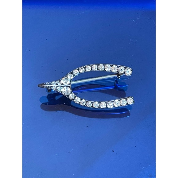 Vintage Art Deco Knoll & Pregizer Sterling Silver Paste Wishbone Brooch Germany